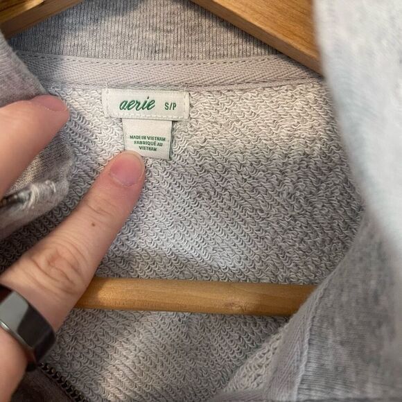 Aerie Oversized Camo Quarter Zip Raw Hem Sweatshirt Size Small - Picture 2 of 8